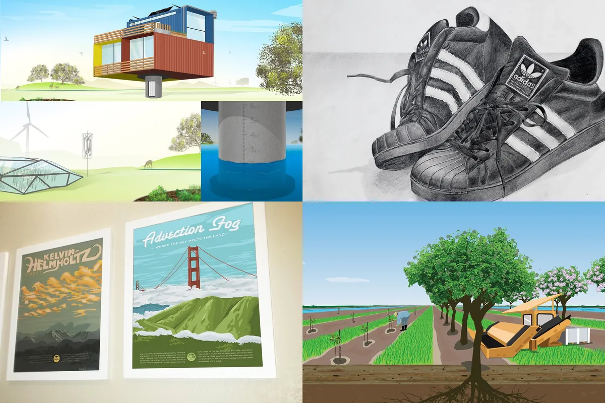 Grid of illustration work by Sunset Studio