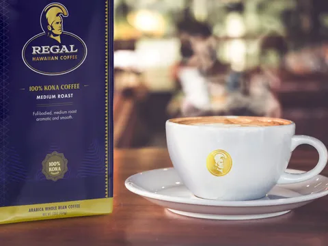 Regal Coffee premium Kona coffee branding hero shot