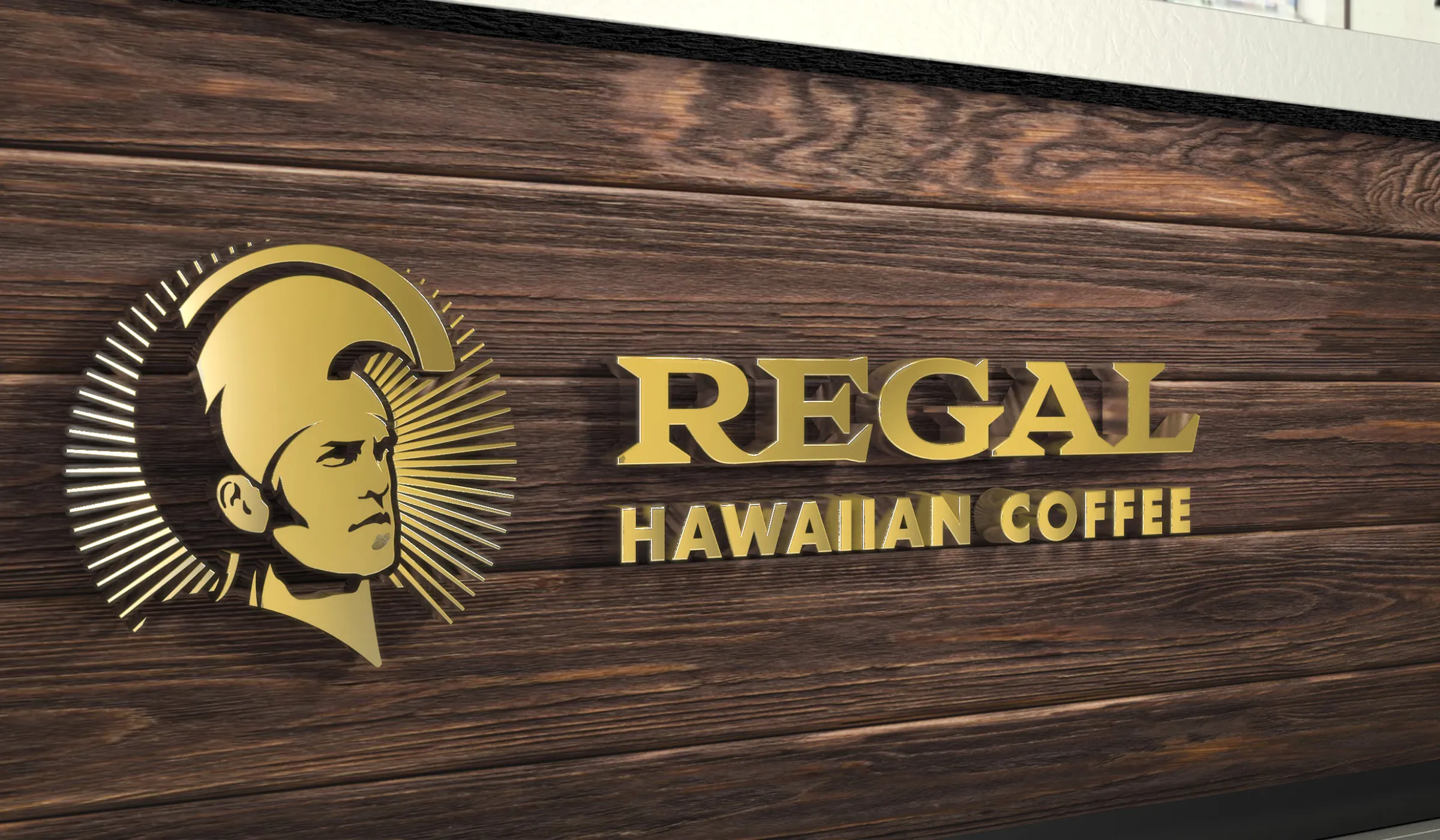 Regal Coffee logo rendered in context