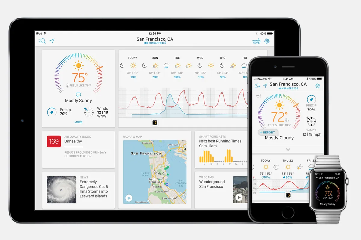 Weather Underground universal app across iPhone, iPad, and Apple Watch